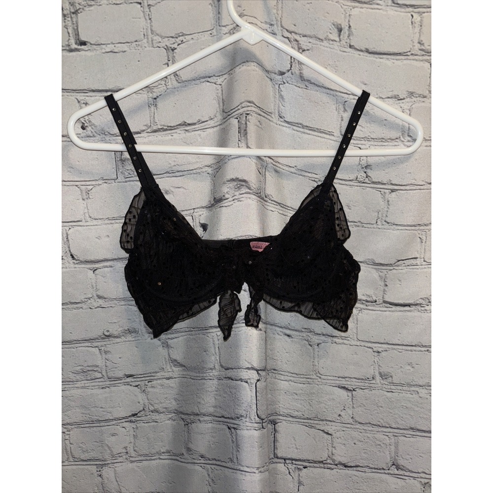 Victoria's Secret Black Lace Sequin Bra Size 36B